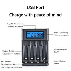 Cargador de batería Universal con pantalla LCD, 4 ranuras, ranura independiente, para batería recargable NI-MH /NI-CD, AA, AAA, 1,2 V