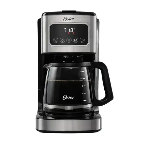Cafetera Oster Programable - 12 Tazas - Pantalla Táctil - Filtro Permanente - Apagado Automático - Preparación Programable - Selector De Intensidad - Función Pausa Para Servir