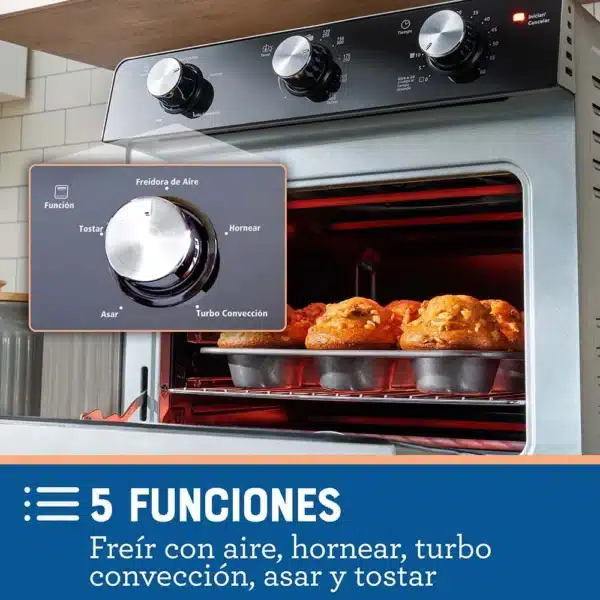 Horno Con Freidora De Aire Oster - 22 Litros - Recubrimiento Antiadherente - 5 Funciones Pre-Programadas - Control De Temperatura Hasta 230°C TSSTTVMAF1NS - Image 7