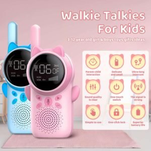Walkie Talkies Recargables Para Niños, Paquete De 2 Walkie Talkies De Largo Alcance 22 Canales De Radio De 2 Vías Con Linterna Lcd Retroiluminada Marca: