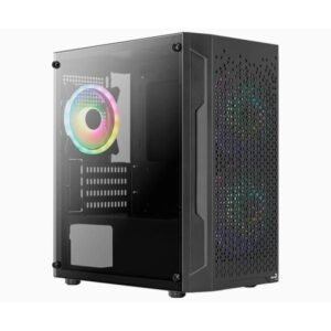 CASE GAMING  AEROCOOL TRINITY MINI-G-BK-V3 MINI TORRE ATX PANEL LATERAL DE VIDRIO TEMPLADO 2 VENTILADORES RGB 140MM 1 VENTILADOR RGB 120MM NEGRO ACCS-PV32133.11