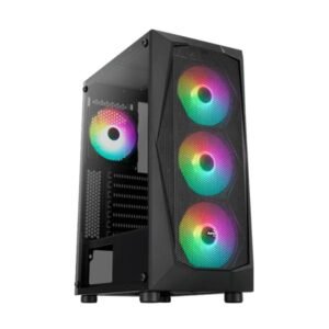 CASE GAMING  AEROCOOL FALCON MEDIA TORRE ATX PANEL LATERAL DE VIDRIO TEMPLADO 4 VENTILADORES RGB NEGRO ACCM-PV41143.11