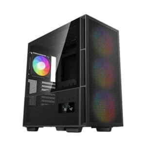 CASE GAMING DEEPCOOL CH560 DIGITAL MEDIA TORRE CON VIDRIO TEMPERADO EN EL LATERAL 3 VENTILADORES ARGB 140MM LATERAL HIBRIDO DOBLE PANTALLA DIGITAL NEGRO R-CH560-BKAPE4D-G1