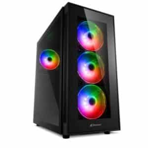 CASE SHARKOON GAMING  TG5 PRO RGB MEDIA TORRE PANEL DE VIDRIO TEMPLADO 3 VENTILADORES RGB NEGRO 4044951029105
